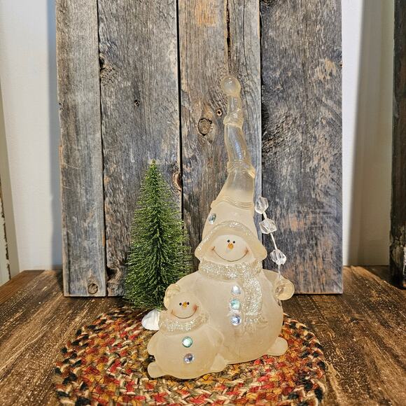 Charming Vintage Christmas Snowman and Snow Baby Figurine - Retro Holiday Decor - Picture 2 of 8